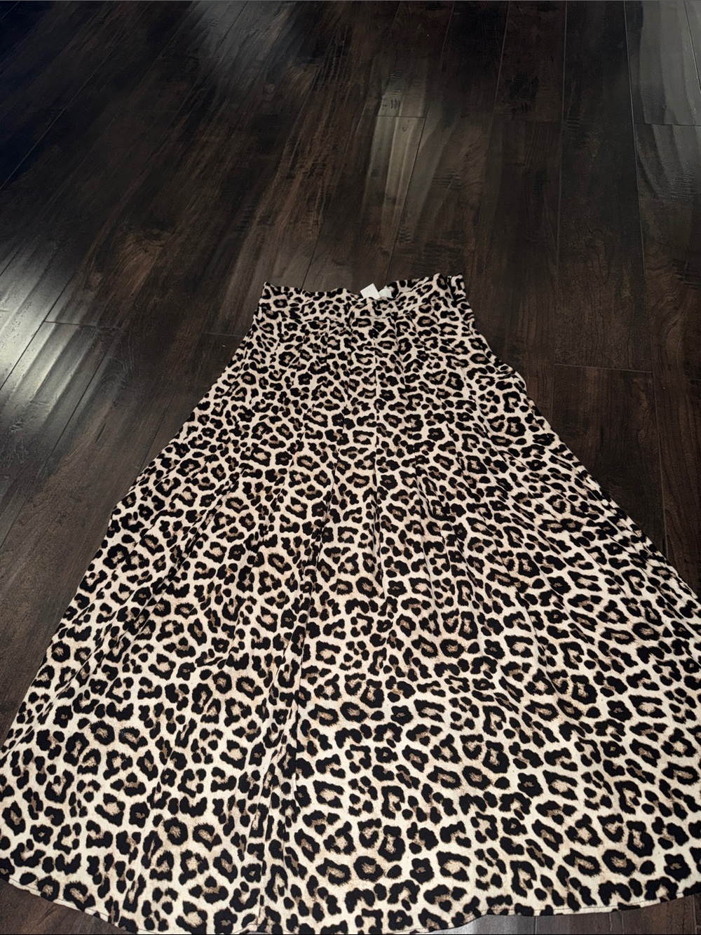 H&M Beige and Black Leopard Print A-Line Skirt